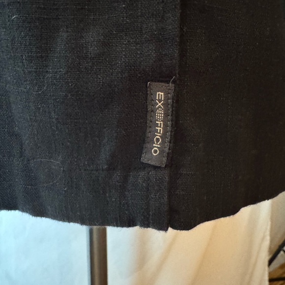 Black linen blend long sleeve shirt with hood and front pockets. Size XL - Picture 4 of 7